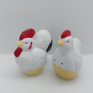 Vintage Ceramic Rooster & Hen Salt & Pepper Shakers